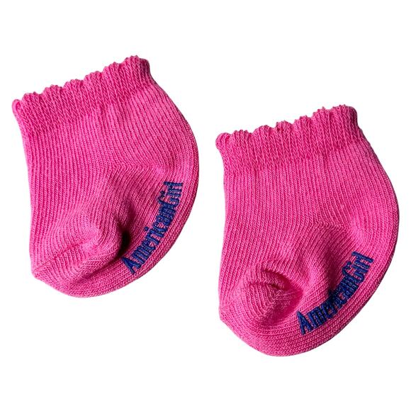 American Girl Pink Sleep Socks Plaid Robe Outfit Accessory Embroider Ankle Sock - Picture 3 of 5
